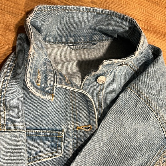 Free People Denim Jacket with detail rhinestones. - Picture 6 of 10